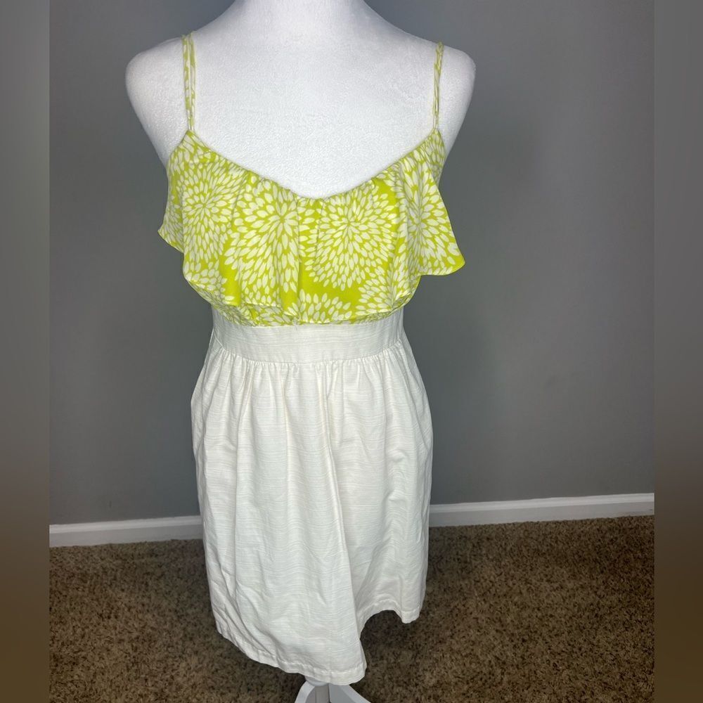 Shoshanna lime and white dress